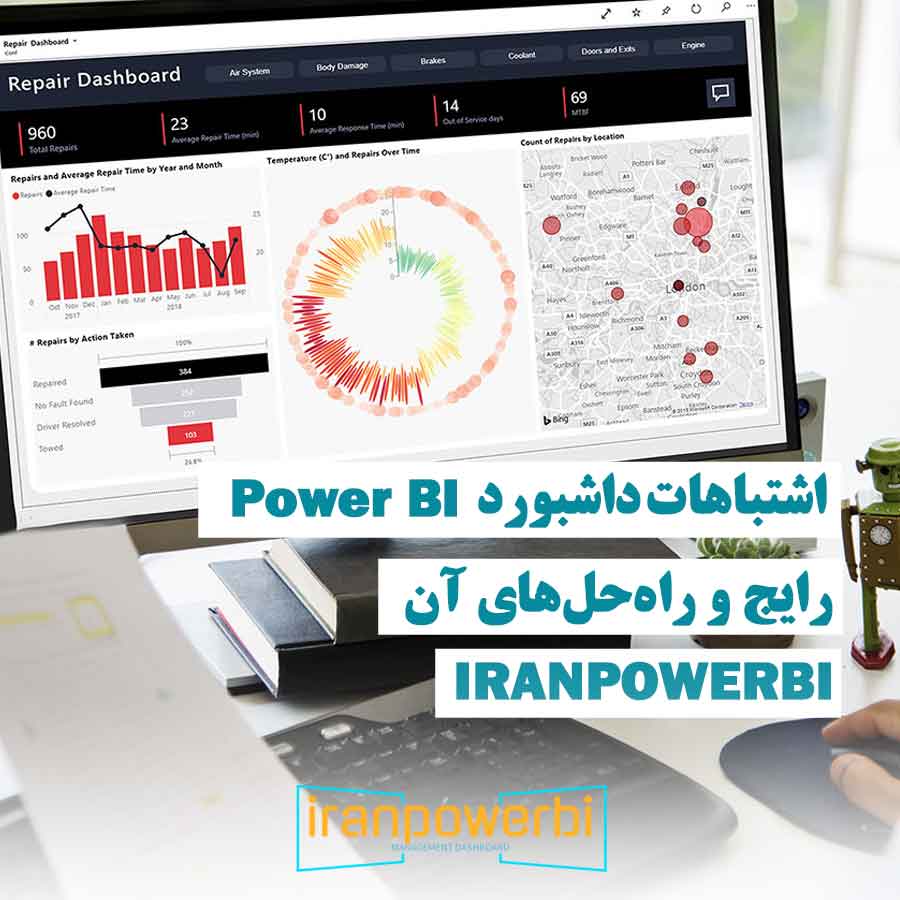 نمایش داشبورد Power BI روی مانیتور با نمودارها و گزارش‌های تحلیلی
